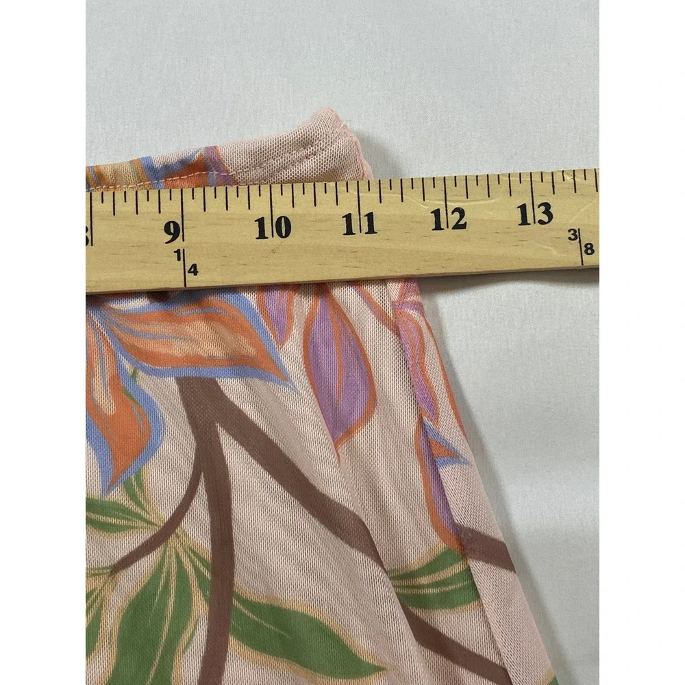 See You Monday Womens Tropical Floral Mesh Midi Skirt Peach Orange Small SP12041